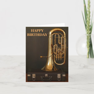 Cartão Aniversário de instrumentos musicais de latão Euph