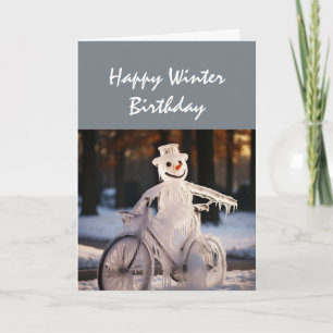 Cartão Aniversário de Inverno Feliz Humor Boneco de Neve 