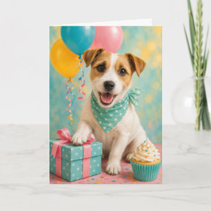 Cartão Aniversário de Jack Russell Terrier Fofo