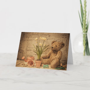 Cartão Aniversário De Jardinagem Do Urso De Teddy Ou Outr