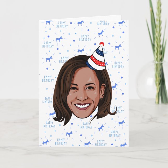 Cartão Aniversário de Kamala Harris (Frente)