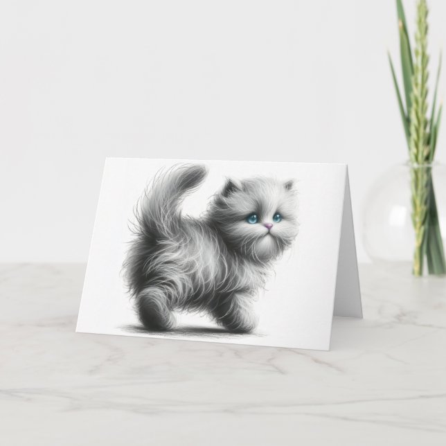 Cartão Aniversário De Kitten Em Branco (Frente)