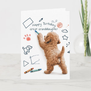 Cartão Aniversário de Labradoodle para Bisneta