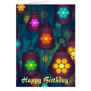 Cartão Aniversário de Lanternas árabe