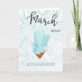 Cartão Aniversário de março: Aquamarine Birthstone e Flor