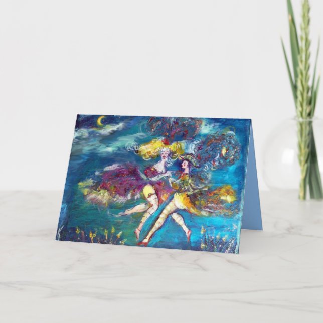 Cartão Aniversário de mascarada NOITE E MÚSICA (Frente)