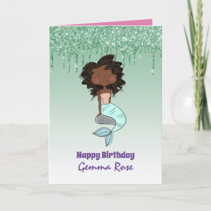 Cartão Aniversário de Menina Negra Bem Feminina - Muitos 