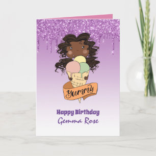 Cartão Aniversário de Menina Negra Bem Feminina - Muitos 