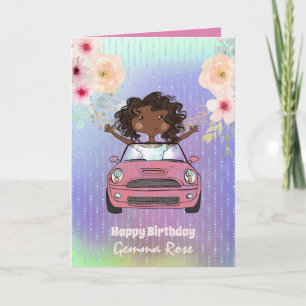 Cartão Aniversário de Menina Negra Bem Feminina - Muitos 