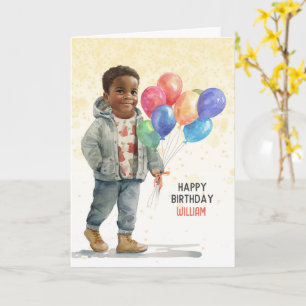 Cartão Aniversário de Menino com Nome Personalizado e Bal