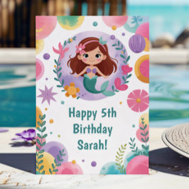 Cartão Aniversário de Mermaid Roxa Personalizado Fofo