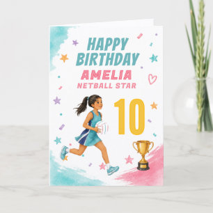 Cartão Aniversário de Netball Personalizado com Idade e N