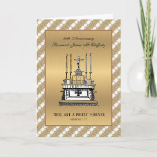 Cartão Aniversário de Ordenação de Padre Católico Elegant