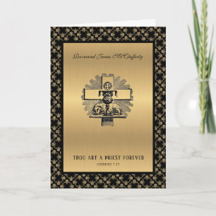 Cartão Aniversário de Ordenação de Padre Católico Elegant