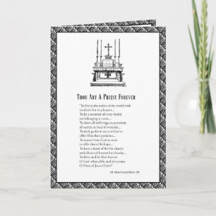 Cartão Aniversário de Ordenação de Padre Católico Missa L