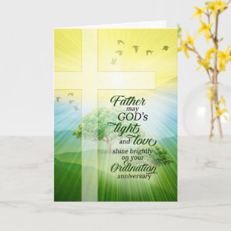 Cartão Aniversário de Ordenação do Padre Prado Ensolarado