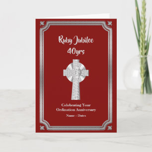 Cartão Aniversário de Ordenação Jubileu RUBY Sacerdote 40