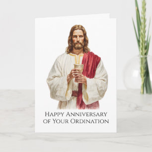 Cartão Aniversário de Ordenação Sacerdotal Cálice de Jesu