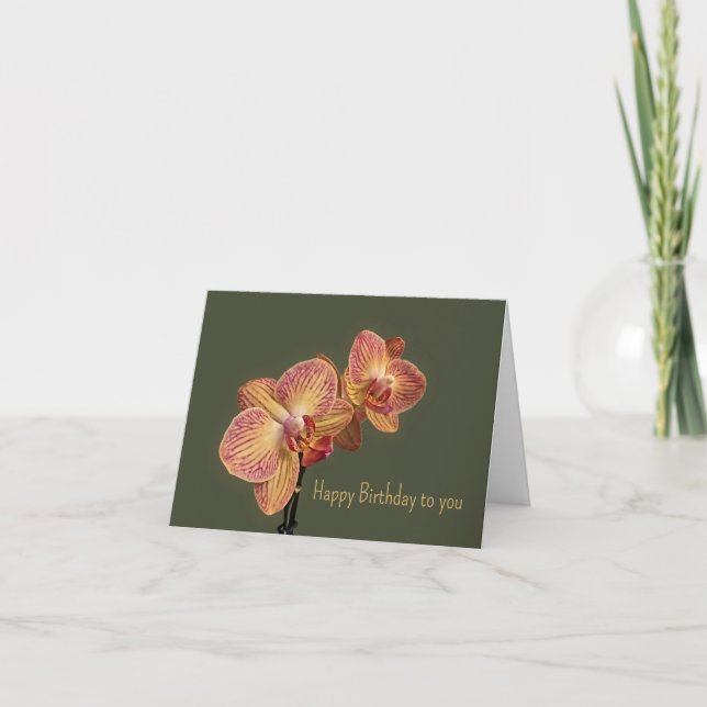 Cartão Aniversário de Orquídea (Frente)