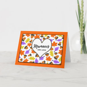 Cartão Aniversário de Outono para Mamaw Folhas Coloridas
