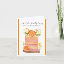 Cartão Aniversário de Outubro da Filha com Marigolds no B