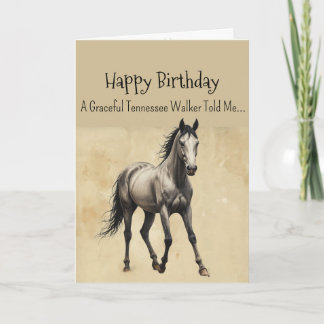 Cartão Aniversário de Personalidade Cavalo Andando no Ten