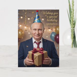 Cartão Aniversário de Putin Humor Geopolítico de Homem Fo