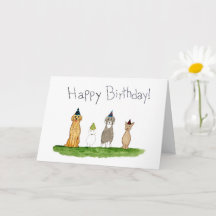 Aniversário de Quatro Cães com Chapéus de Festa
