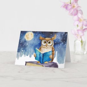 Cartão Aniversário de Recuperação Sober Owl Leitura do Li