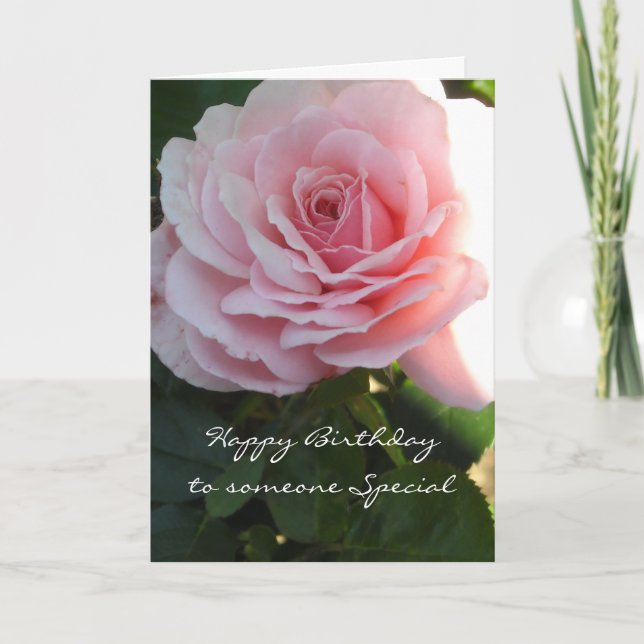 Cartão Aniversário de Rosa Rosa Elegante (Frente)