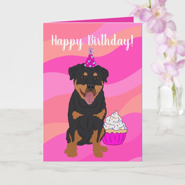 Cartão Aniversário de Rottweiler (Orquídea)