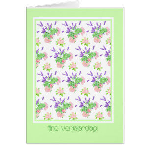 Cartão Aniversário de saudação da língua neerlandesa flor