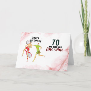 Cartão Aniversário de tênis 70 para Placa Jogadora de Tên