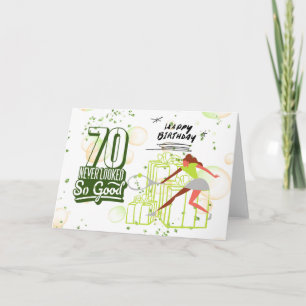 Cartão Aniversário de tênis 70 para Placa Jogadora de Tên