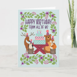 Cartão Aniversário de Todos os Animais da Floresta