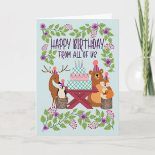 Cartão Aniversário de Todos os Animais da Floresta