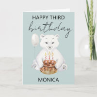 Aniversário de três anos do urso polar de inverno