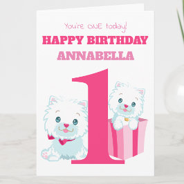 Cartão Aniversário De Uma Menina Rosa Fofa