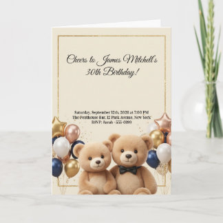 Cartão Aniversário de Urso de Pelúcia Luxuoso