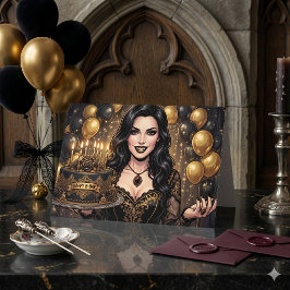 Cartão Aniversário de Vampiro Gótico | Fantasia Sombria E