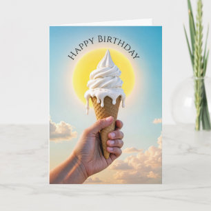 Cartão Aniversário de Verão, Sorvete de perfuração Cone