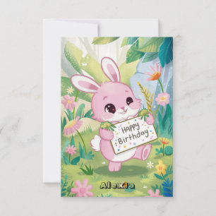 Cartão Aniversário digital coelho da floresta encantado
