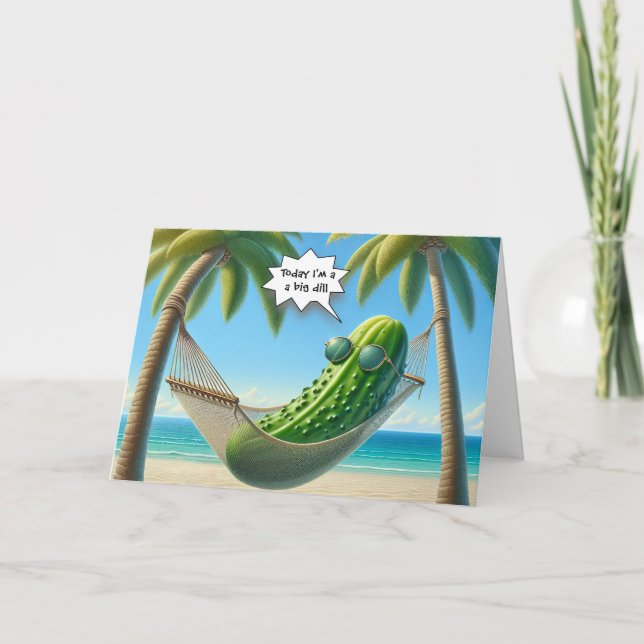Cartão Aniversário Dill Pickle em um Hammock (Frente)