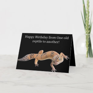 Cartão Aniversário Divertido de Lagartixa Leopardo