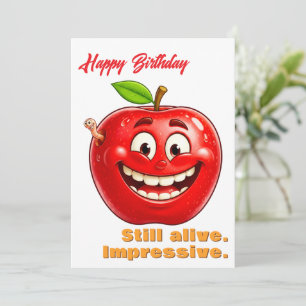 Cartão Aniversário Divertido Humor de Maçã Fofa