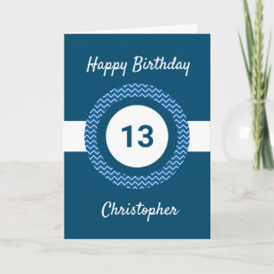 Cartão Aniversário do 13 Personalizado Azul