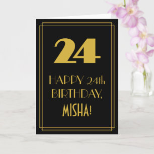 Cartão Aniversário do 24º aniversário ~ Arte Deco Inspiro