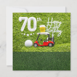 Cartão Aniversário do 70 de Golfe com carrinho de golfe