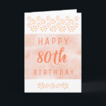 Cartão Aniversário do 80 de Daisy Flower Floral<br><div class="desc">Cartão de Aniversário Simples De 80 De Flor De Margarida. Cartão de 80 de aniversário para ela com um simples padrão de flor desenhado à mão e fundo de cor de laranja. As flores são cor-de-rosa e amarelas. Adicione a sua mensagem ao dentro da placa ou apague-a.</div>
