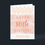Cartão Aniversário do 80 de Daisy Flower Floral<br><div class="desc">Cartão de Aniversário Simples De 80 De Flor De Margarida. Cartão de 80 de aniversário para ela com um simples padrão de flor desenhado à mão e fundo de cor de laranja. As flores são cor-de-rosa e amarelas. Adicione a sua mensagem ao dentro da placa ou apague-a.</div>